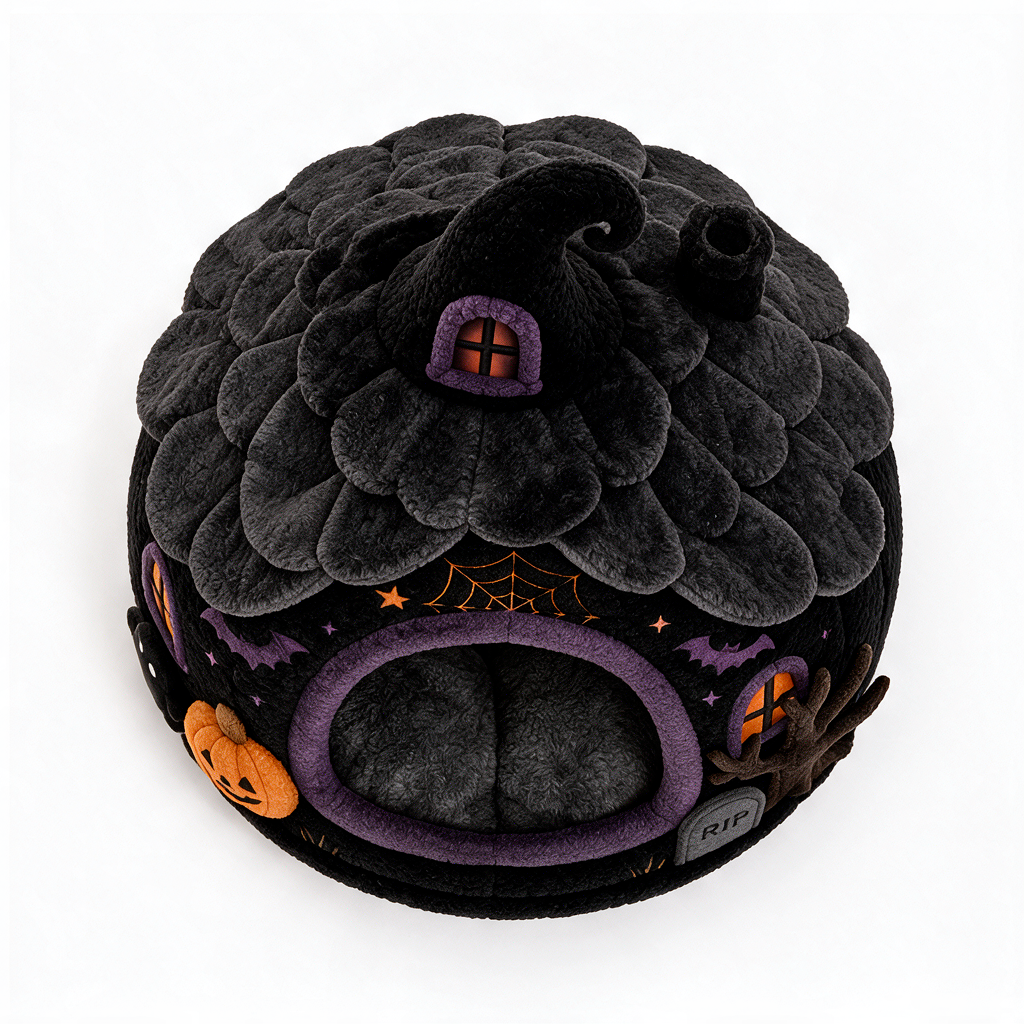 SpookyMews™ Haunted Cottage Bed